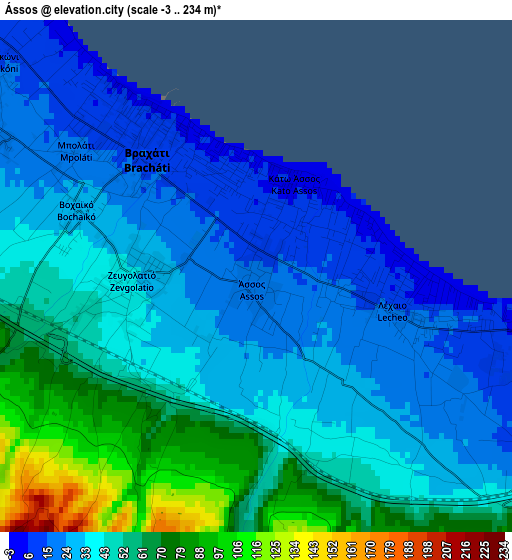 Ássos elevation map