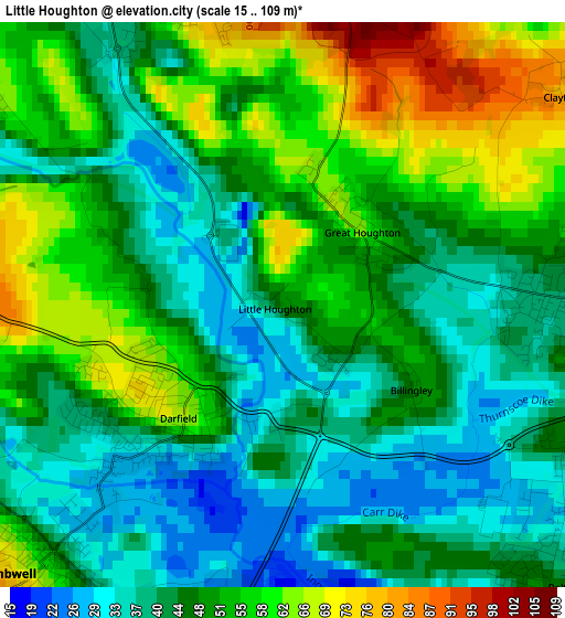 Little Houghton elevation map