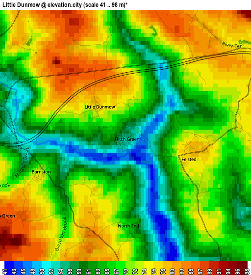 Little Dunmow elevation map