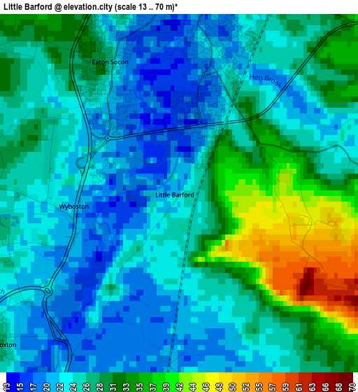 Little Barford elevation map