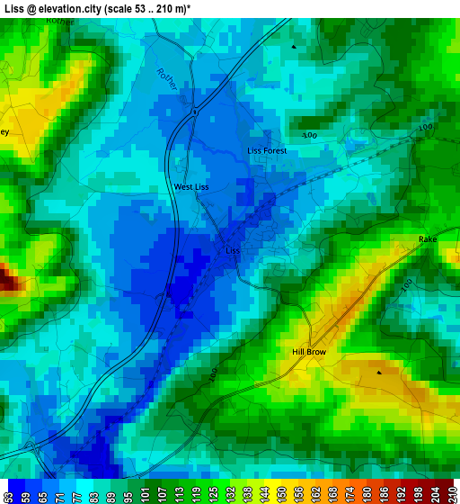 Liss elevation map