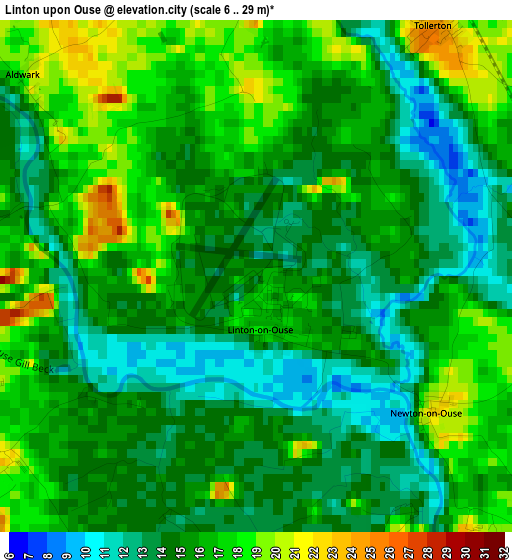 Linton upon Ouse elevation map