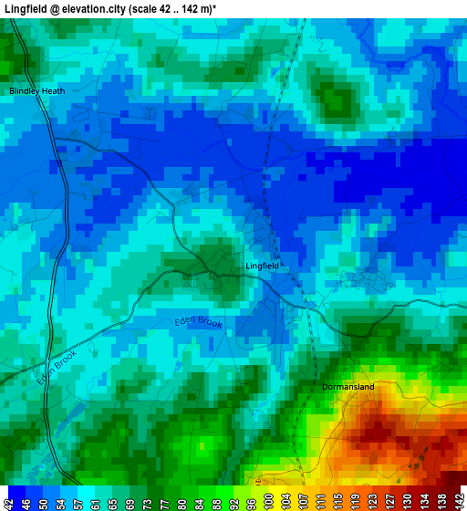 Lingfield elevation map