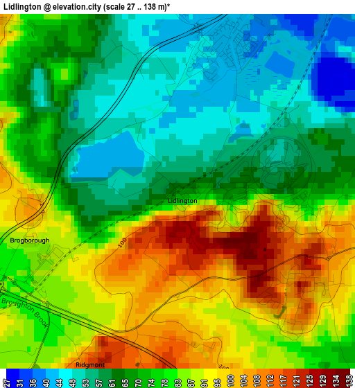 Lidlington elevation map