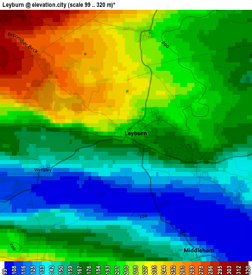 Leyburn elevation map