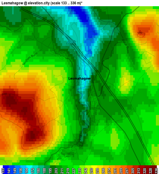 Lesmahagow elevation map