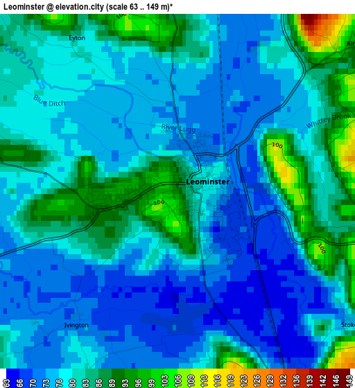 Leominster elevation map