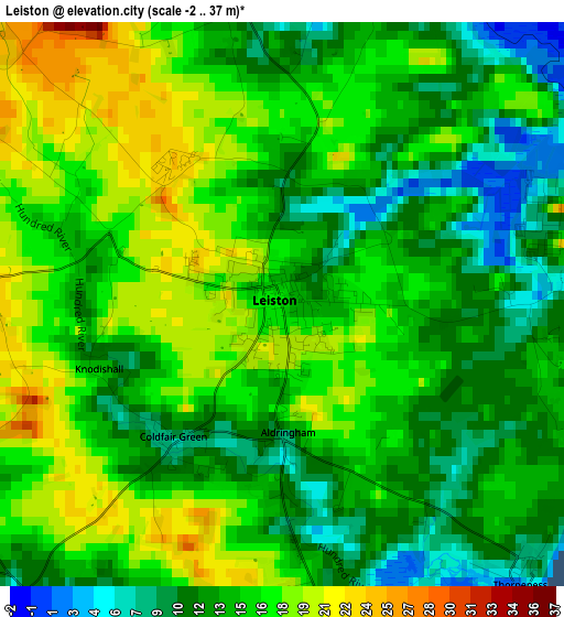 Leiston elevation map