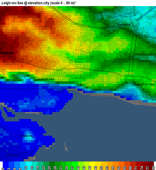 Leigh-on-Sea elevation map
