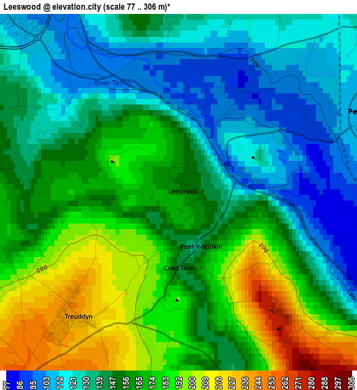 Leeswood elevation map