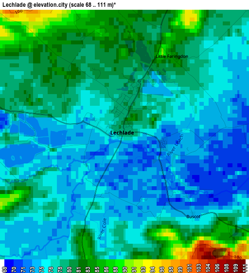 Lechlade elevation map