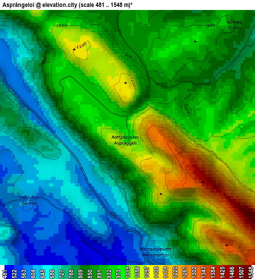 Asprángeloi elevation map