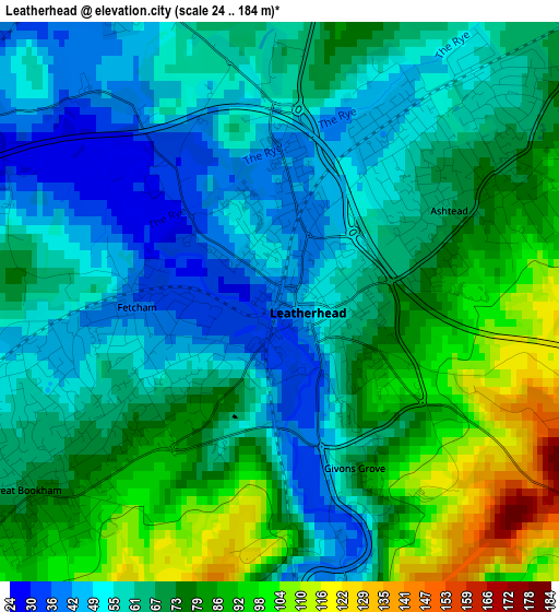 Leatherhead elevation map