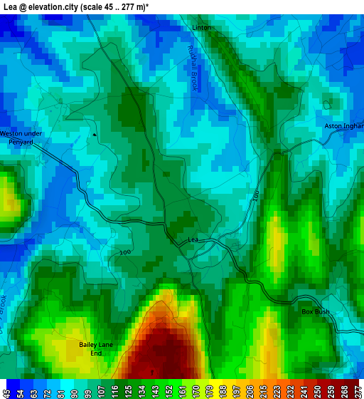 Lea elevation map