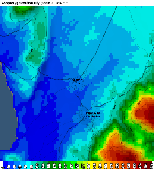 Asopós elevation map