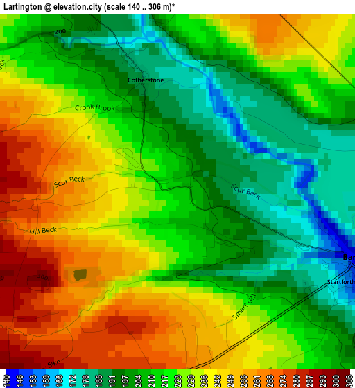 Lartington elevation map