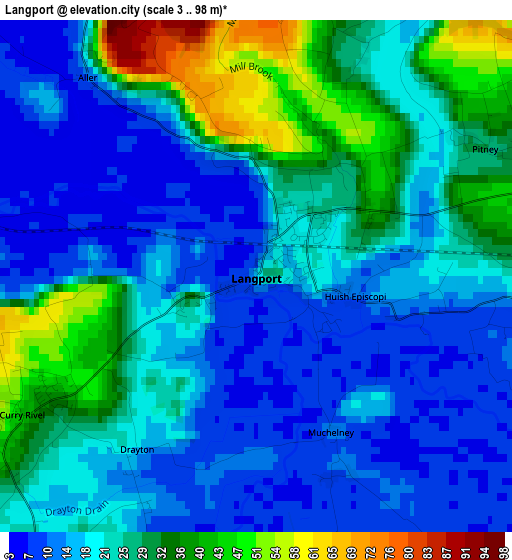 Langport elevation map