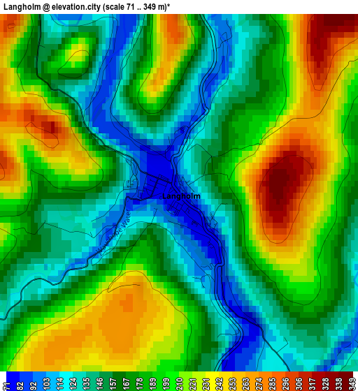 Langholm elevation map