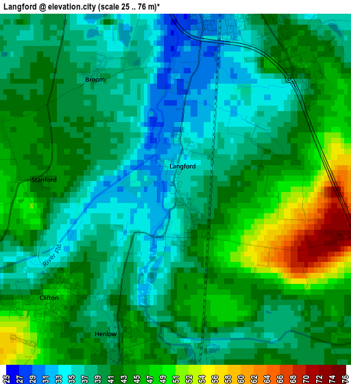 Langford elevation map