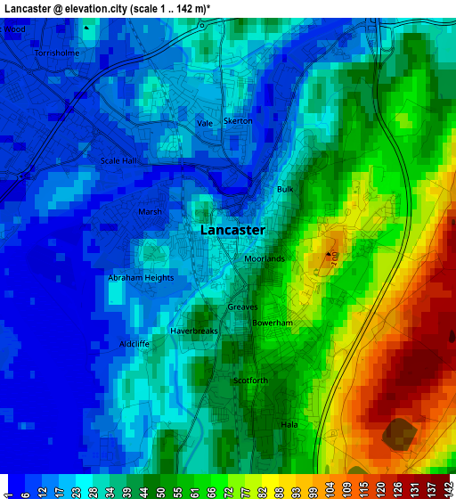 Lancaster elevation map