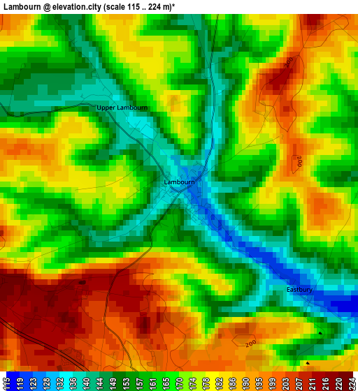 Lambourn elevation map