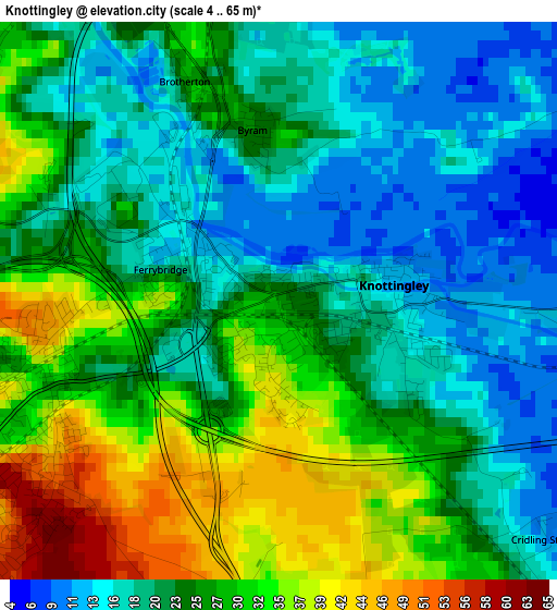 Knottingley elevation map