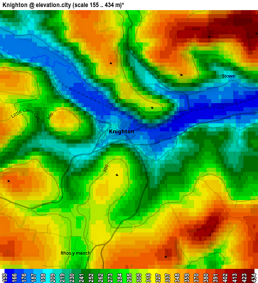 Knighton elevation map