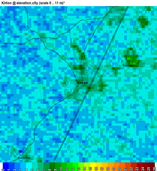 Kirton elevation map