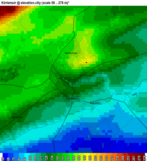 Kirriemuir elevation map