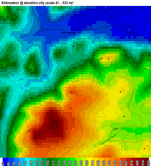 Kirknewton elevation map