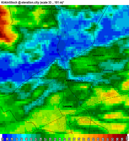 Kirkintilloch elevation map