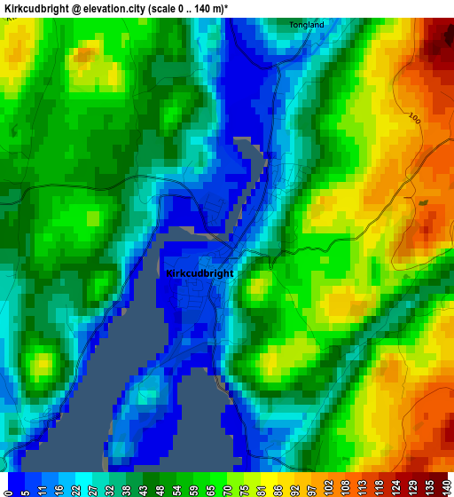 Kirkcudbright elevation map