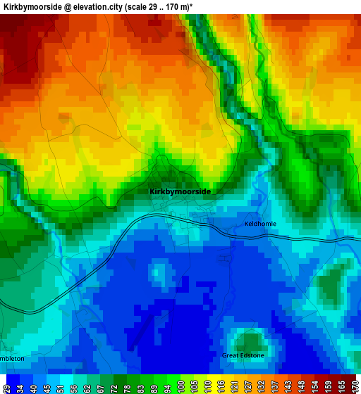 Kirkbymoorside elevation map