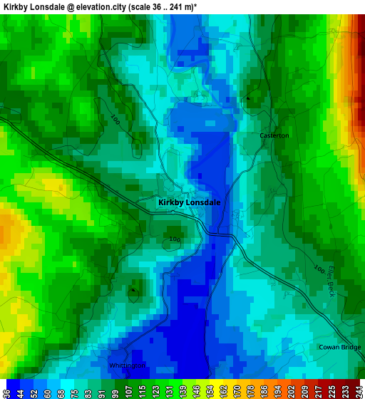 Kirkby Lonsdale elevation map