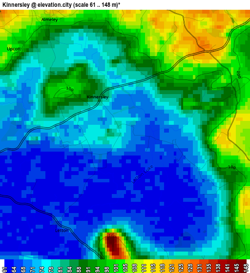 Kinnersley elevation map