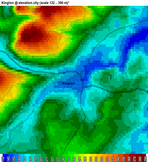 Kington elevation map