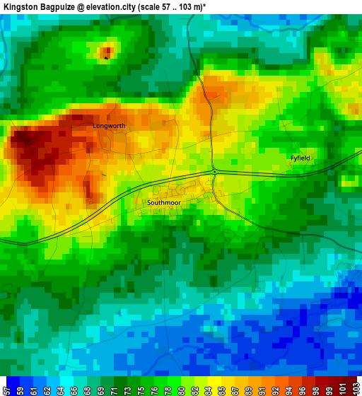 Kingston Bagpuize elevation map