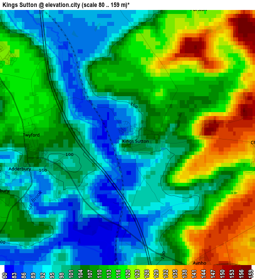 Kings Sutton elevation map