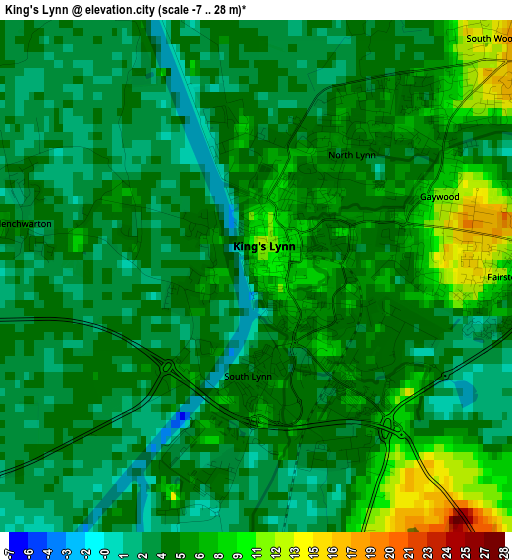 King's Lynn elevation map