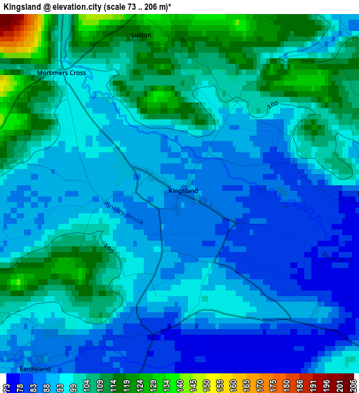 Kingsland elevation map