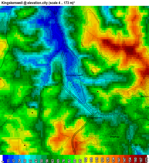 Kingskerswell elevation map