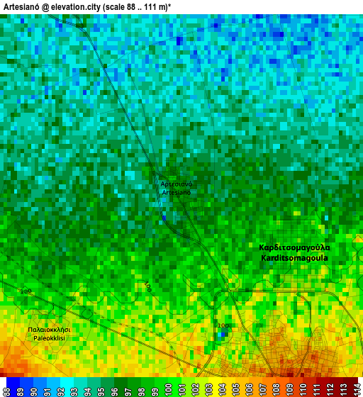 Artesianó elevation map