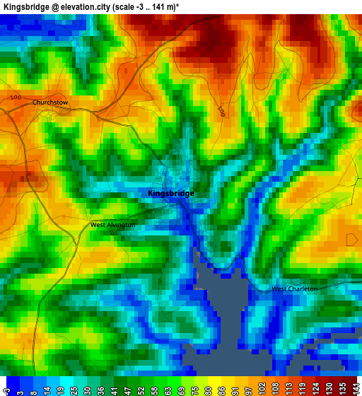 Kingsbridge elevation map