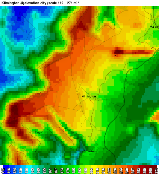 Kilmington elevation map