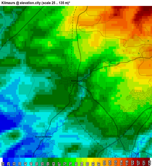 Kilmaurs elevation map