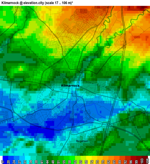 Kilmarnock elevation map