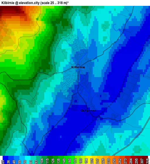 Kilbirnie elevation map