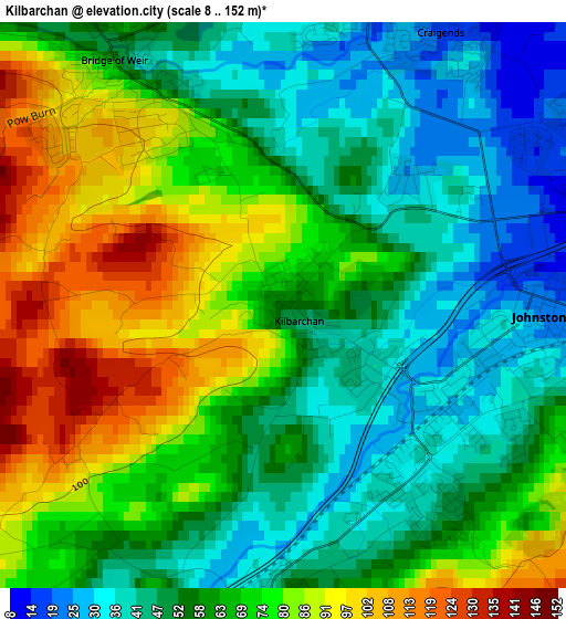 Kilbarchan elevation map