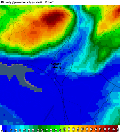 Kidwelly elevation map