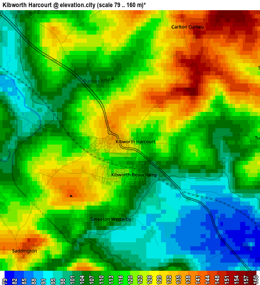 Kibworth Harcourt elevation map